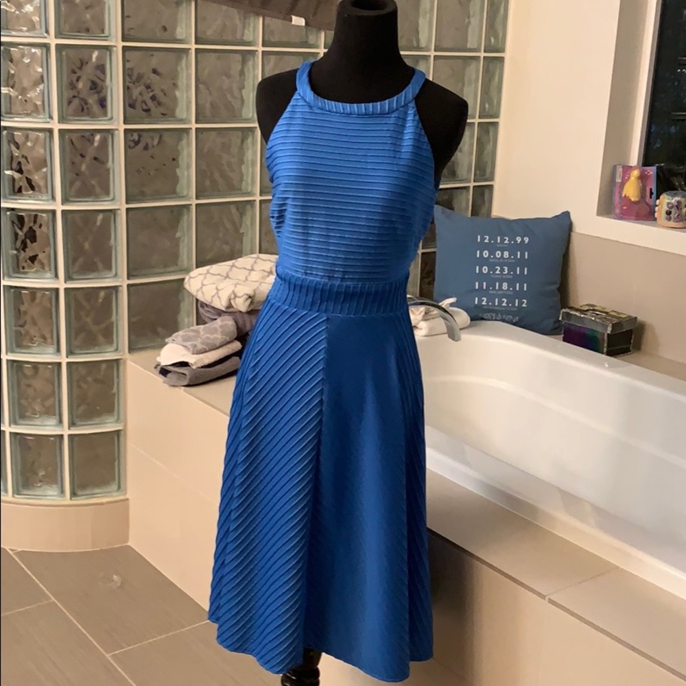 Ribbed fit and flare cutaway dress